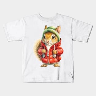 Knitted Christmas Squirrel Kids T-Shirt